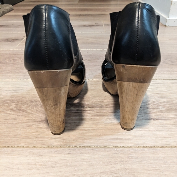 Theory leather/wood heeled sandals Sz 36.5/6 - Picture 4 of 11